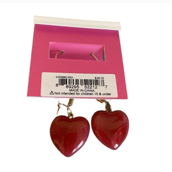 🔹️Betsey Johnson 🔹️Heart Earrings Crystal Pearl Pink New - Picture 3 of 4